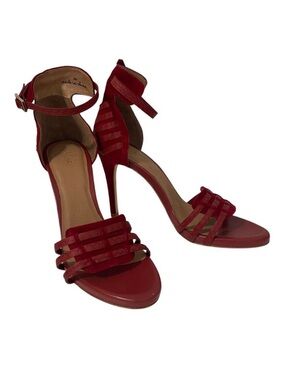 Joie Melba Women’s Red Suede Cage Open Toe Stiletto Sandal Size EUR 38  US 8